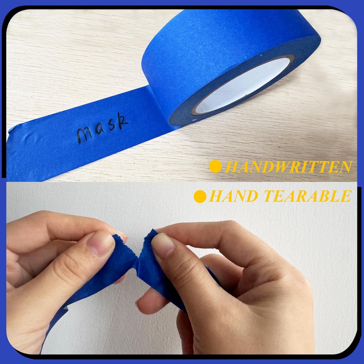 Professional Painters Tapes 2 Inch Wide (1.88 In. x 60 Yds), Blue Masking Tape, Paint Paper Tape, Protects Surfaces, No Residue, Painter's Tape for Wall Painting, Artist Paint, Canvas Edging, 6 Rolls
