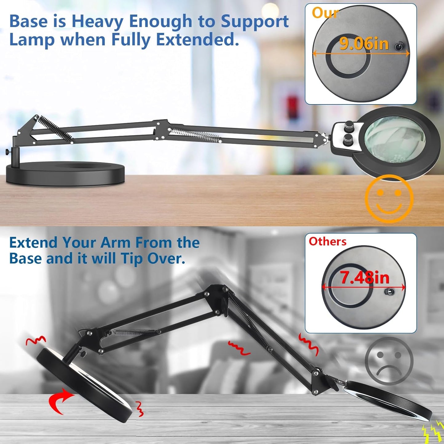 12X Magnifying Glass with Light Hands Free, 2025 New Upgrade Infinite Color and Brightness Magnifying Desk Lamp & Clamp, 2-in-1 LED Lighted Magnifier Stand for Craft Reading Hobby Close Work