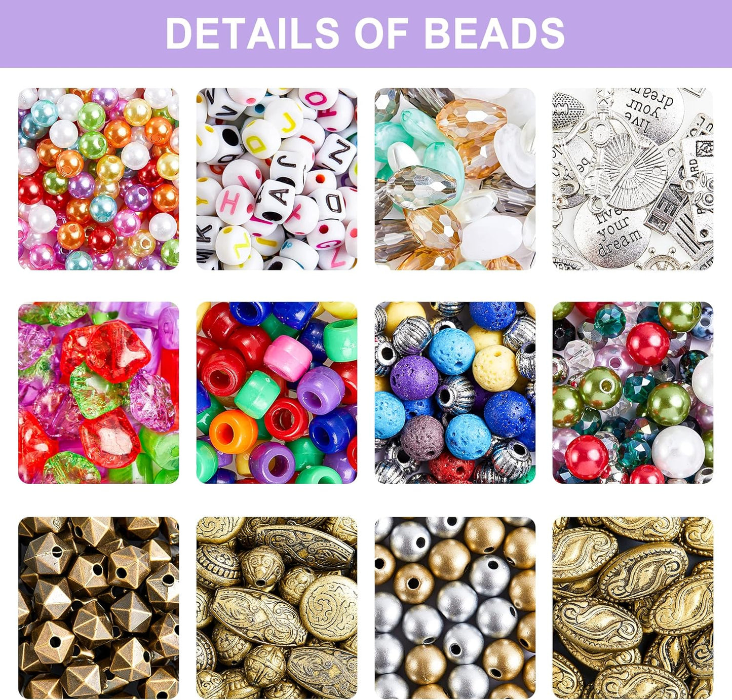 INSCRAFT Jewelry Making Kit, 1960 pcs, Supplies Includes Beads, Instructions, Findings, Wire for Bracelet, Necklace, Earrings Making Kit for Adults by Inscraft