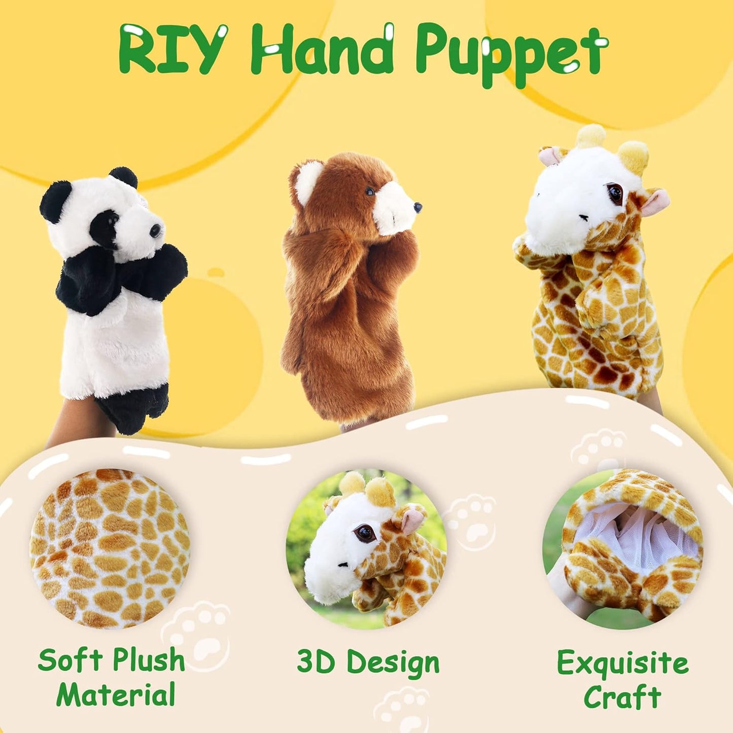 RIY Hand Puppet - Farm Friends Animals Educational Puppets Pig