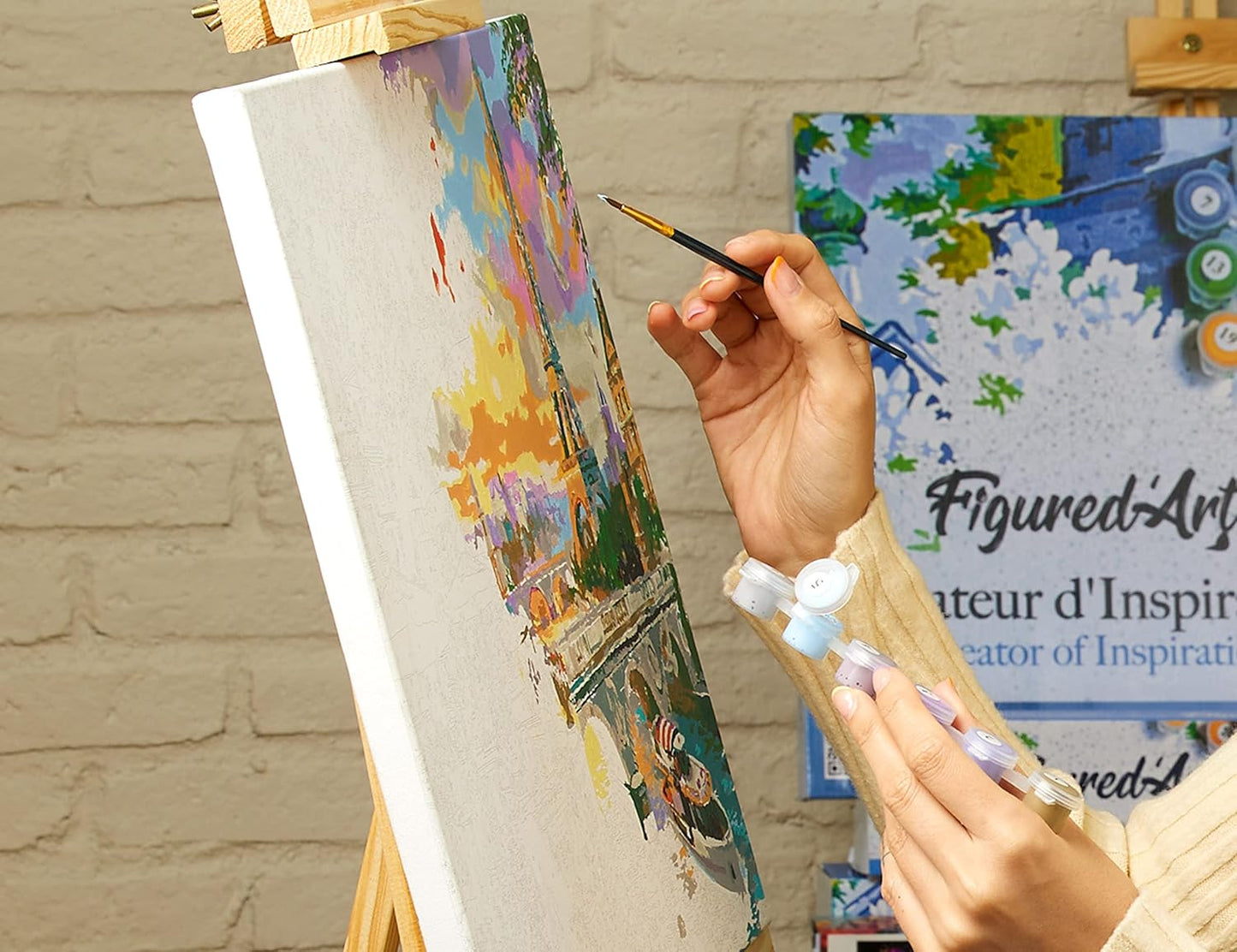 Figured'Art Paint by Numbers for Adults with Frame All The Birds 16"x20" - Craft Art Painting DIY Kit Canvas Already Stretched on a Wooden Frame