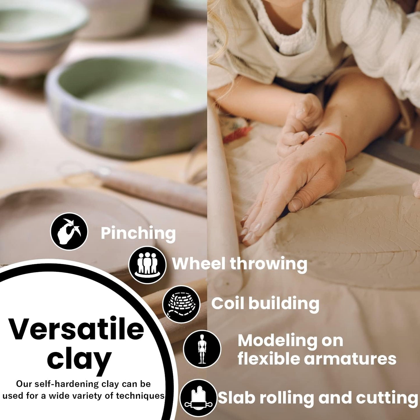 Premium Air Dry Clay, White, 10 lbs, All Natural Modeling Clay. Ideal for Beginners and Advanced Sculptors.
