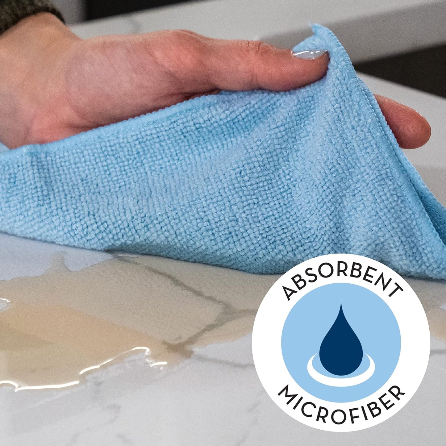 S&T INC. 100 Pack Microfiber Cleaning Cloth, Bulk Towels for Home, Reusable Microfiber Towels for Cars, Cleaning Rags, Light Blue, 11.5 Inches x 11.5 Inches, 100 Count