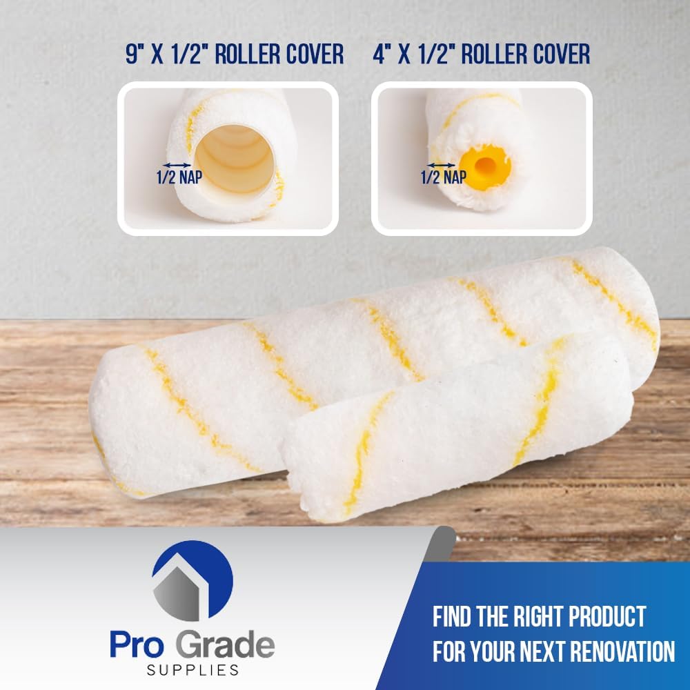 Pro Grade Paint Roller Kit, Brush & Roller,10 Piece Set, Wall Painting Naps for Professionals & Homeowners - All Paints & Stains, Washable, Reusable, Easy to Clean, Superior Absorbency
