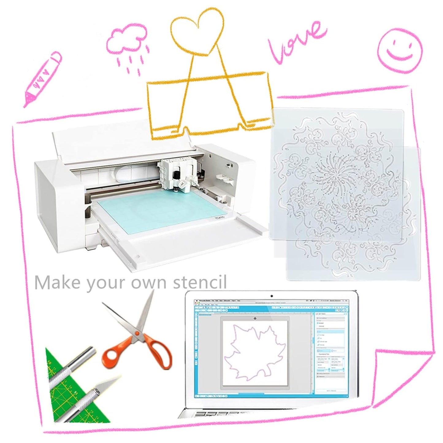 BANLTRE 12 Sheets 7.5 mil Mylar Sheet 12 x 12 inch Milky Translucent PET Blank Stencil Making Sheet for Cutting Machines, Cut Tool Template Material (7.5 mil)