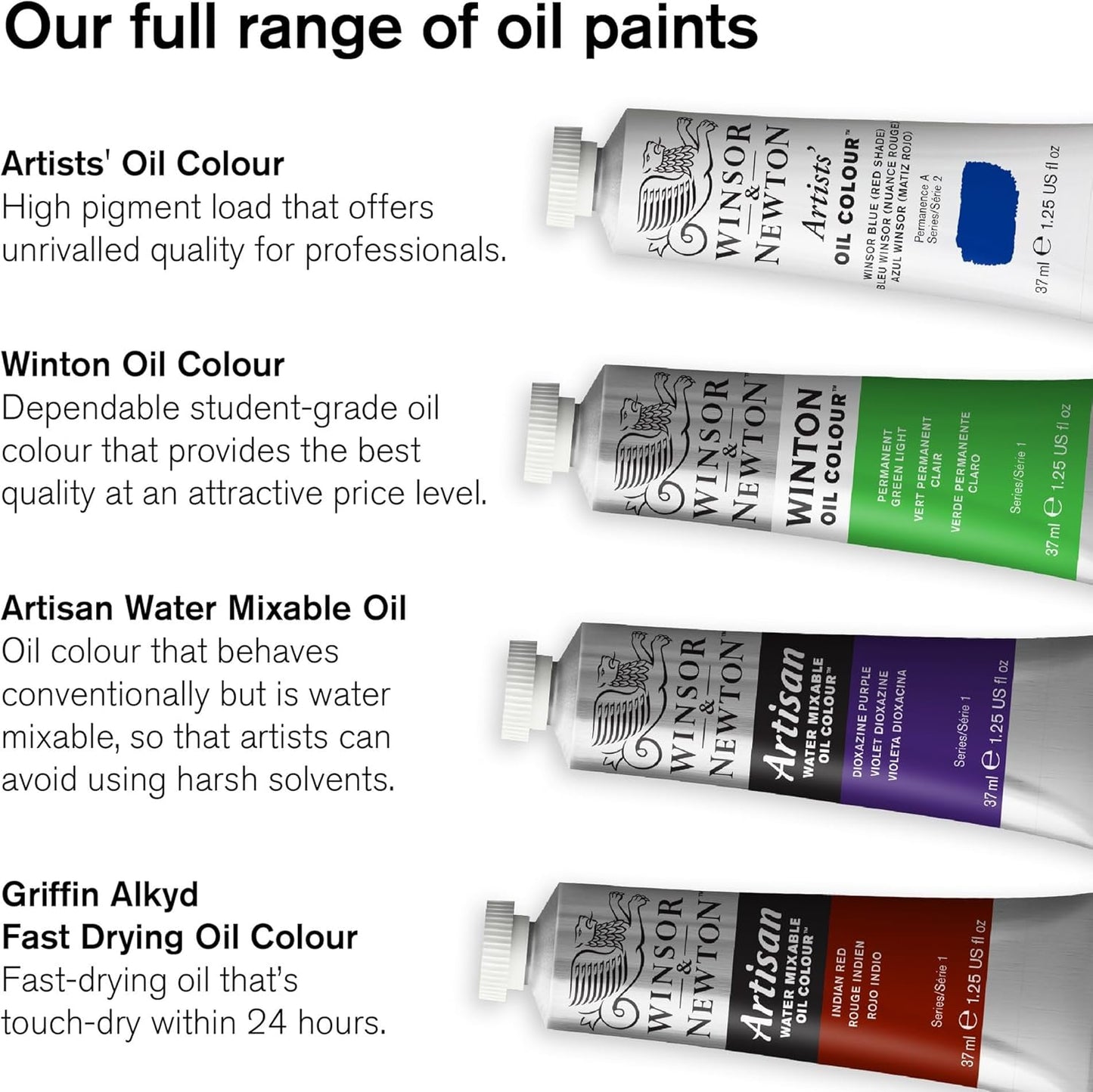 Winsor & Newton Winton Oil Color Paint, Basic Set, 10 x 21ml Tubes