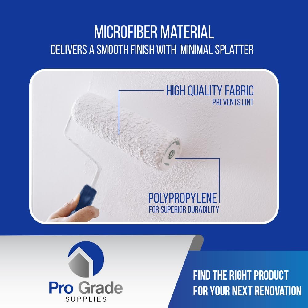 Pro Grade Paint Roller Kit, Brush & Roller,10 Piece Set, Wall Painting Naps for Professionals & Homeowners - All Paints & Stains, Washable, Reusable, Easy to Clean, Superior Absorbency