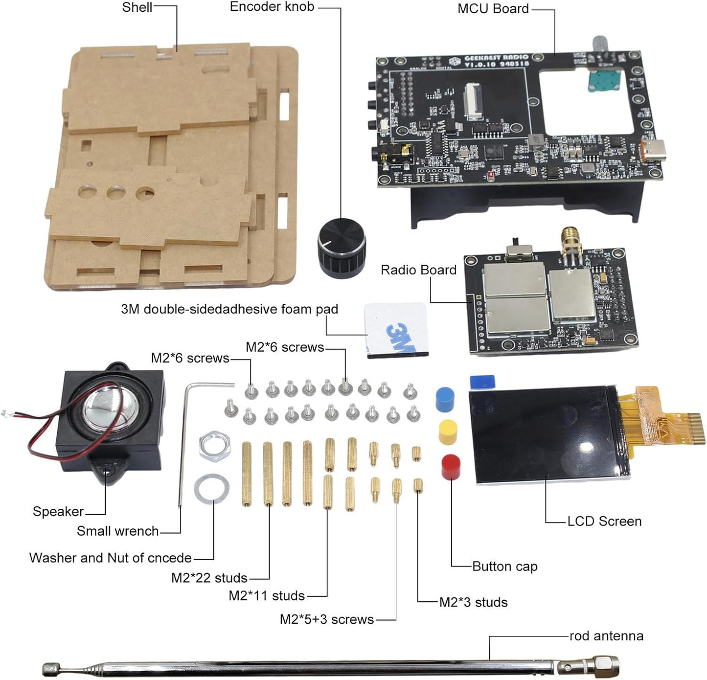 DIY Radio Kit Portable Shortwave Radio Receiver FM AM MW SW Air SSB LSB USB Full Band Radio Receiver for Hams Big Speaker & Best Reception for Adults Student STEM Education