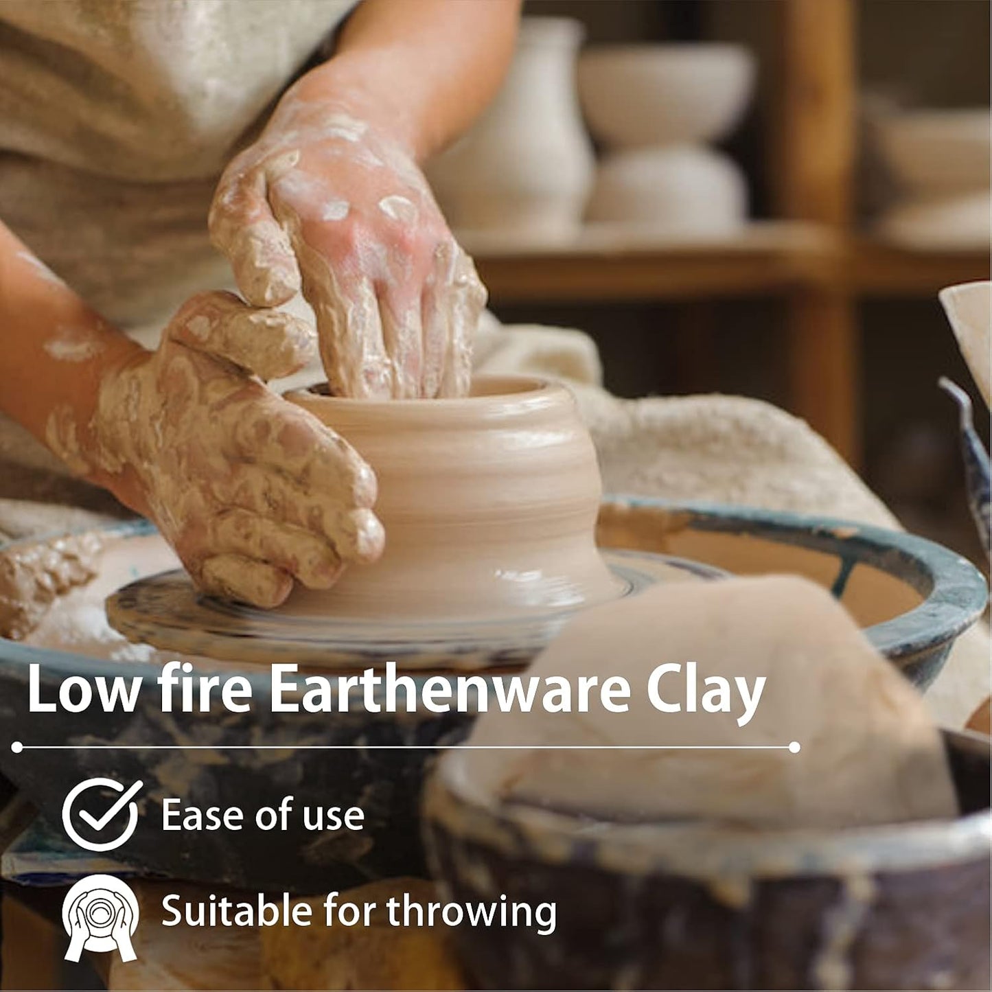 Old Potters Low Fire Pottery Clay White, 10 lbs (Cones 06-04) Made in USA Modeling Clay for Wheel Throwing and Hand Building, Pottery and Sculpting, Beginners, and Advanced