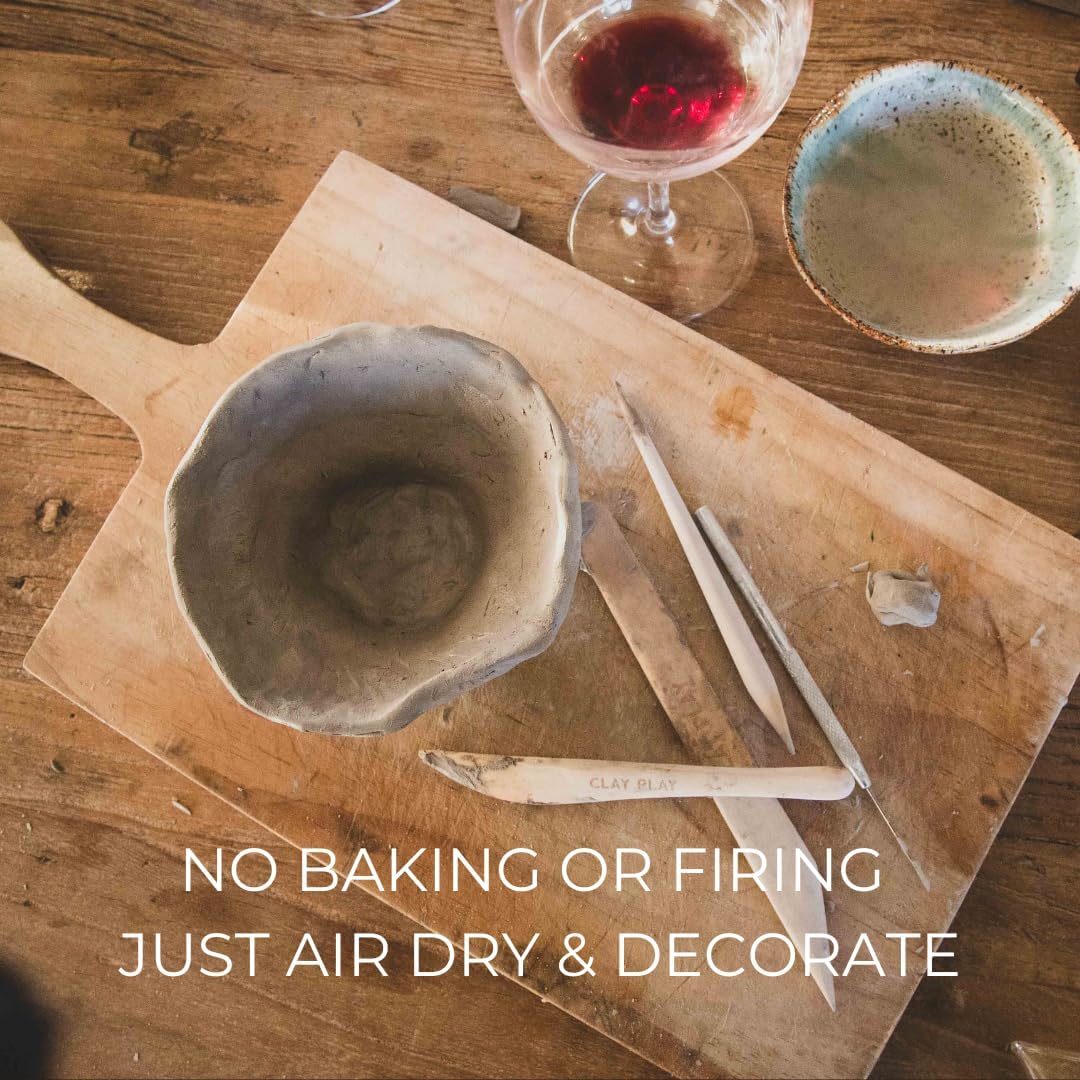 Clay Play™ at Home DIY Complete Pottery Kit for Adults, Clay Kit incl Air Dry Sculpting Clay, Clay Paint, Tool Kit, Instructions and Online Tutorials