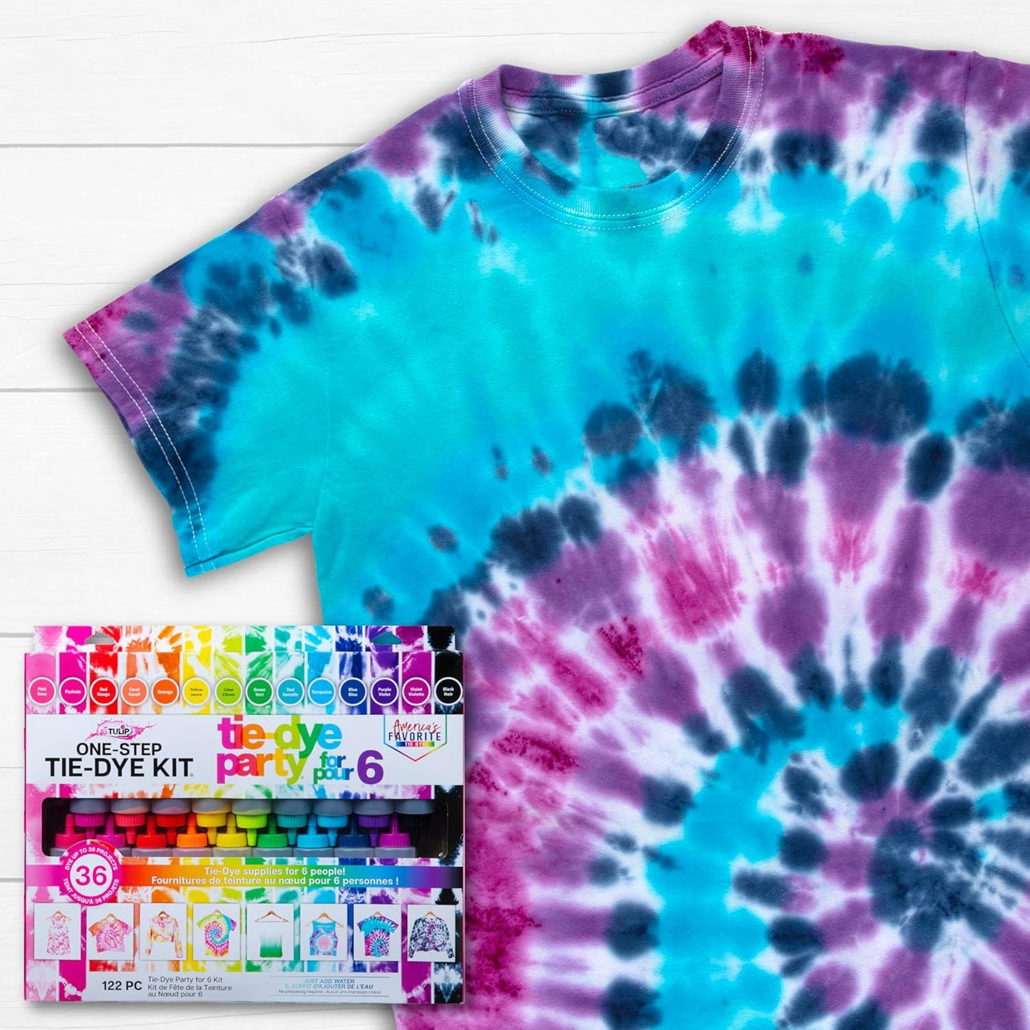 Tulip One-Step Tie-Dye Kit Party Supplies, 18 Bottles Tie Dye, Rainbow, 1 Count (Pack of 1)