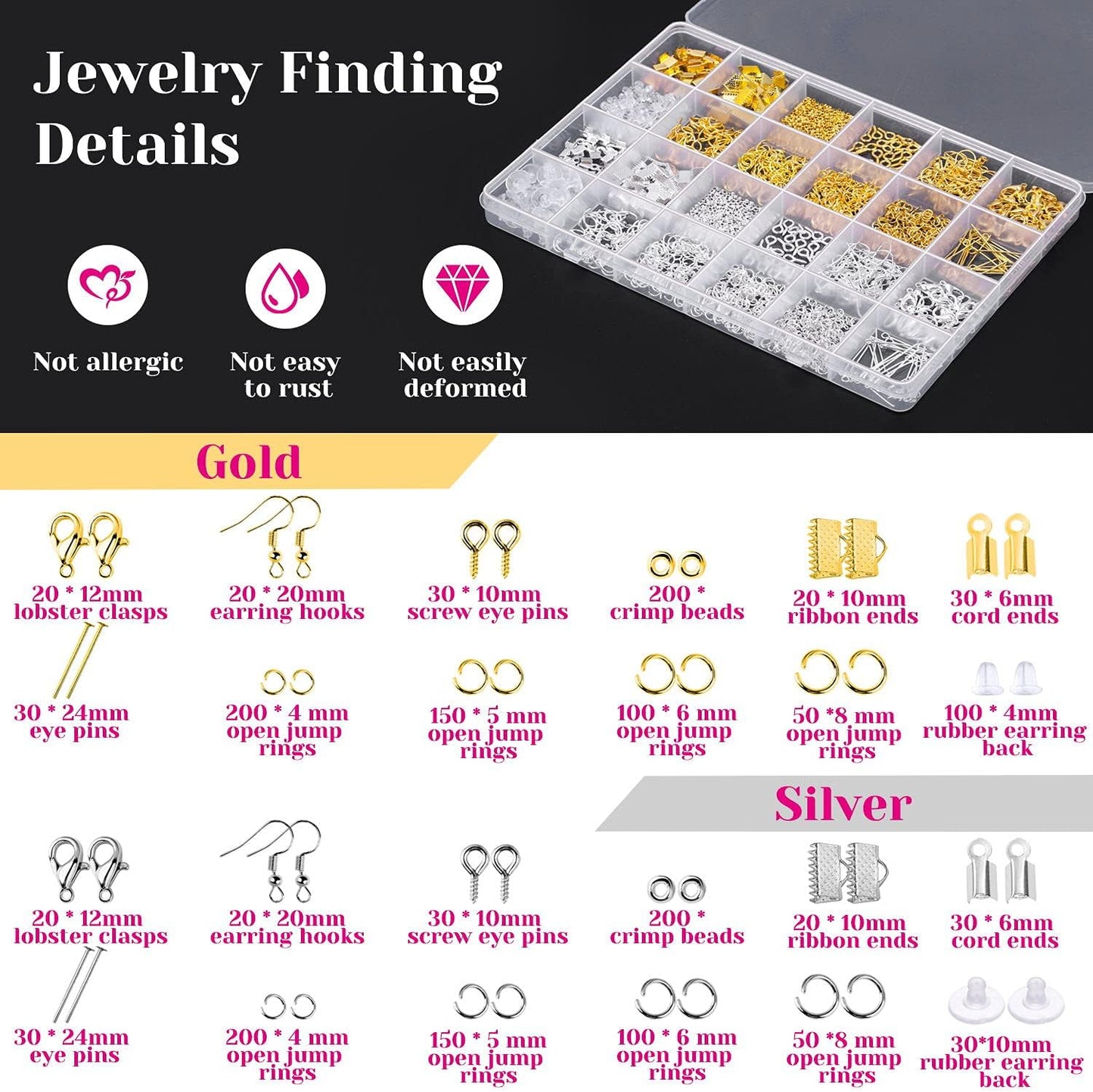 Shynek Jewelry Making Supplies Kits for Adults with Jewelry Making Tools, Earring Charms, Wires, Findings and Helping Hands for Jewelry Making and Repair