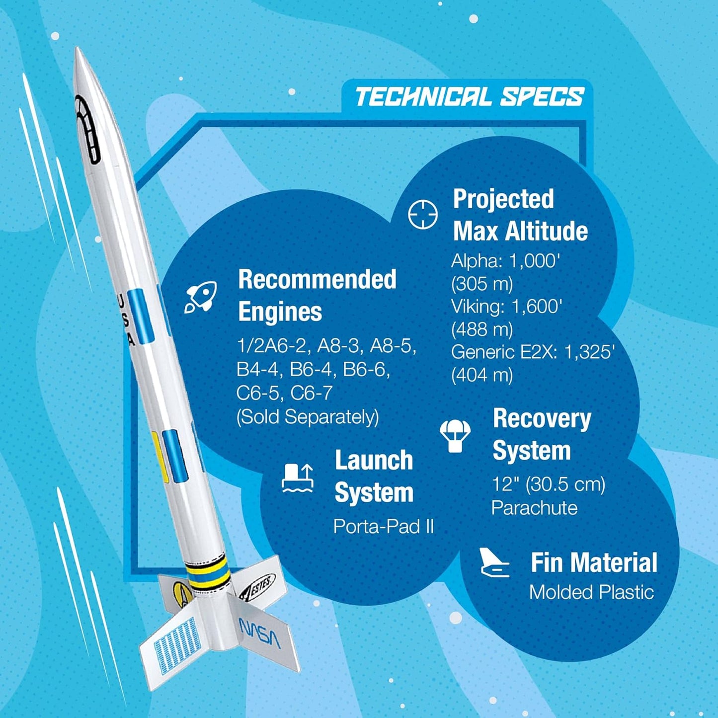 Estes 1753 AVG Bulk Variety Pack of Rocket-Building Kits, Beginner and Intermediate Flying-Rocket-Model Kits for Ages 10+, Includes Viking, Alpha, and EX2 Rockets