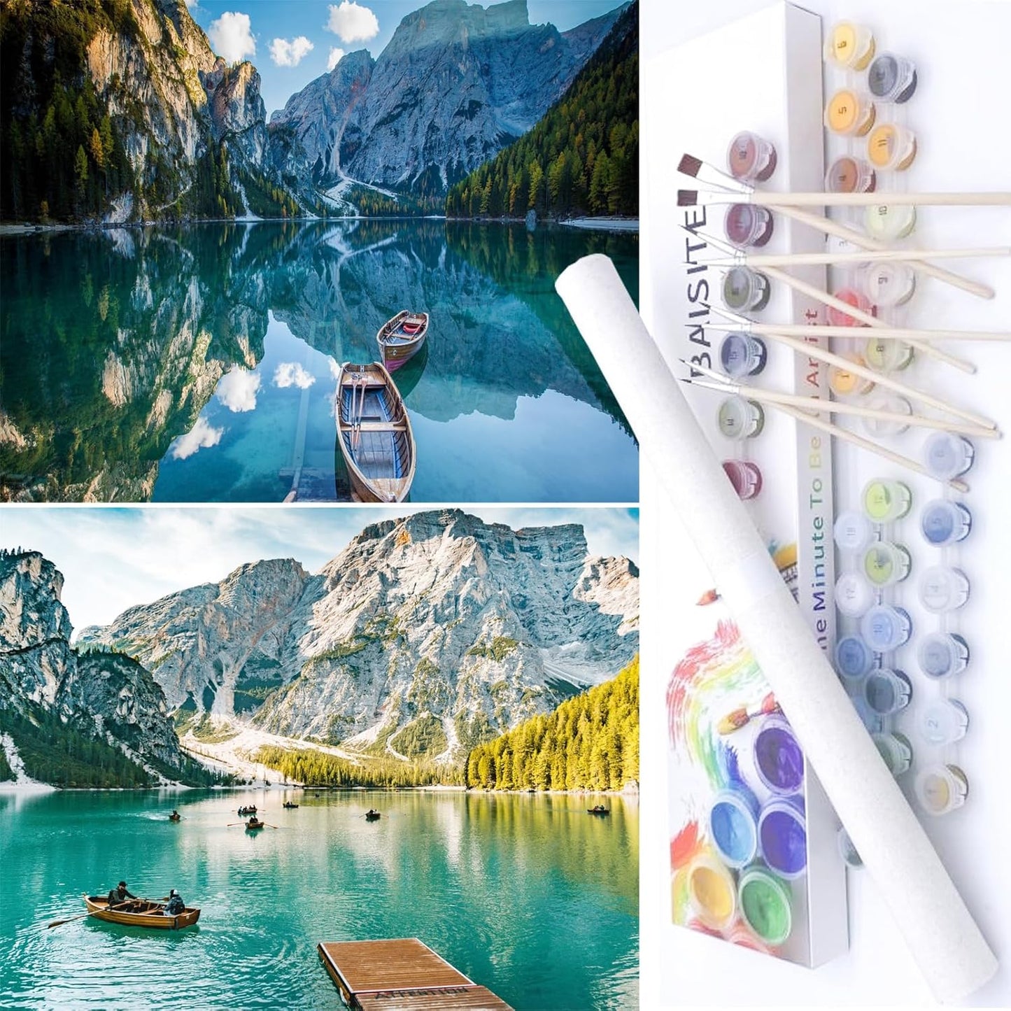 BAISITE Paint by Numbers Kit for Adults Beginners,12" Wx16 L 2 Pack Canvas for Painting Kits for Adults in Colorful Box