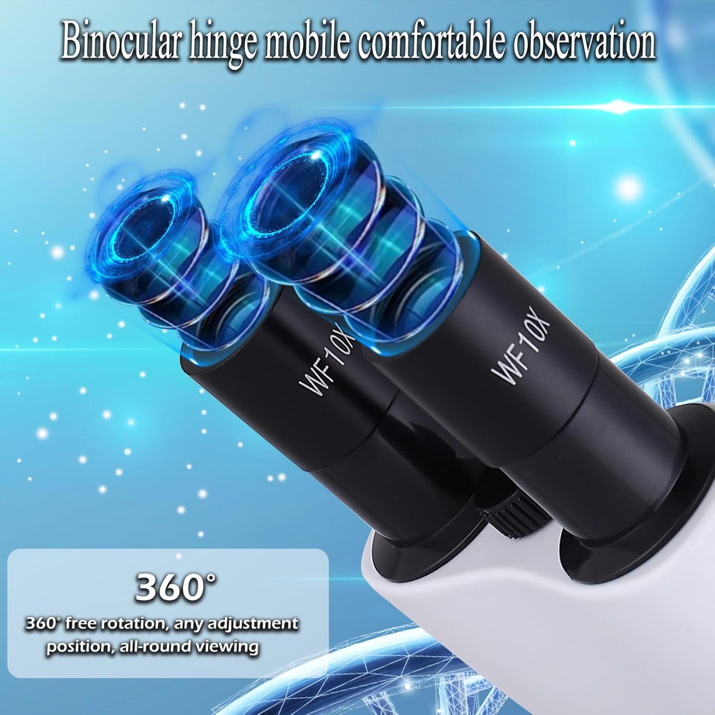 Compound Microscope,40X-2500X Research Class Professional Microscope,WF10x and WF25x eyepieces, Dual LED Lighting and Two-Layer Mechanical Stage,Microscope for Adults