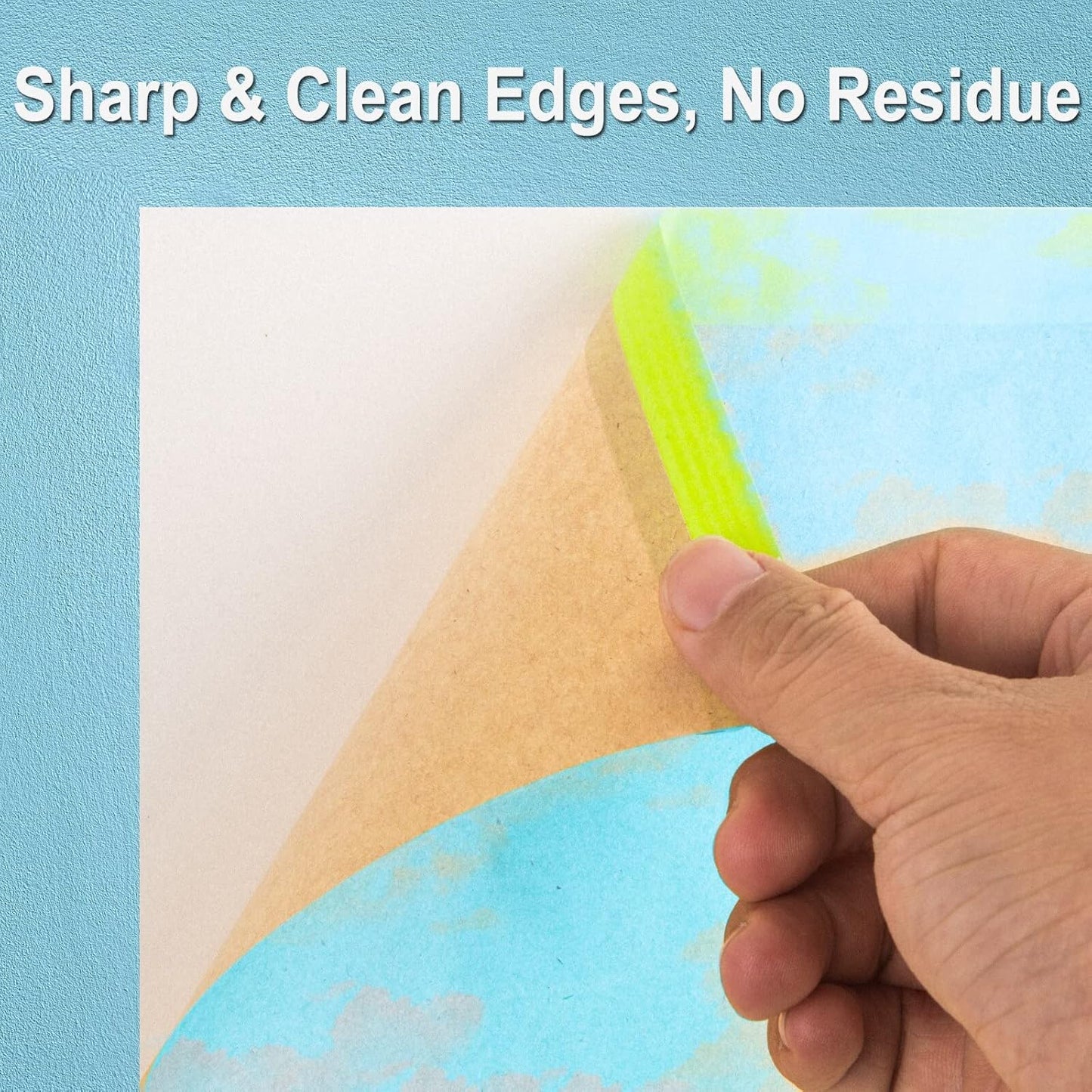 Pre-Taped Masking Paper for Painting - 12 inch x 50 feet Tape and Drape Painters Paper, Paint Adhesive Protective Paper Roll for Covering Skirting, Frames, Cars and Auto Body (4 Rolls)