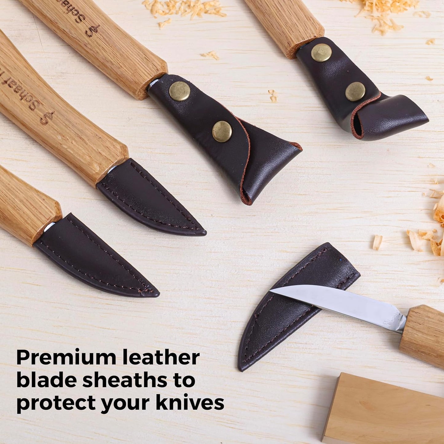 Wood Carving Kit, Deluxe 5pc Whittling Knife Set with Razor-Sharp Knives, Spoon Carving Knife, Wood Whittling Kit for Beginners and Adult Crafts