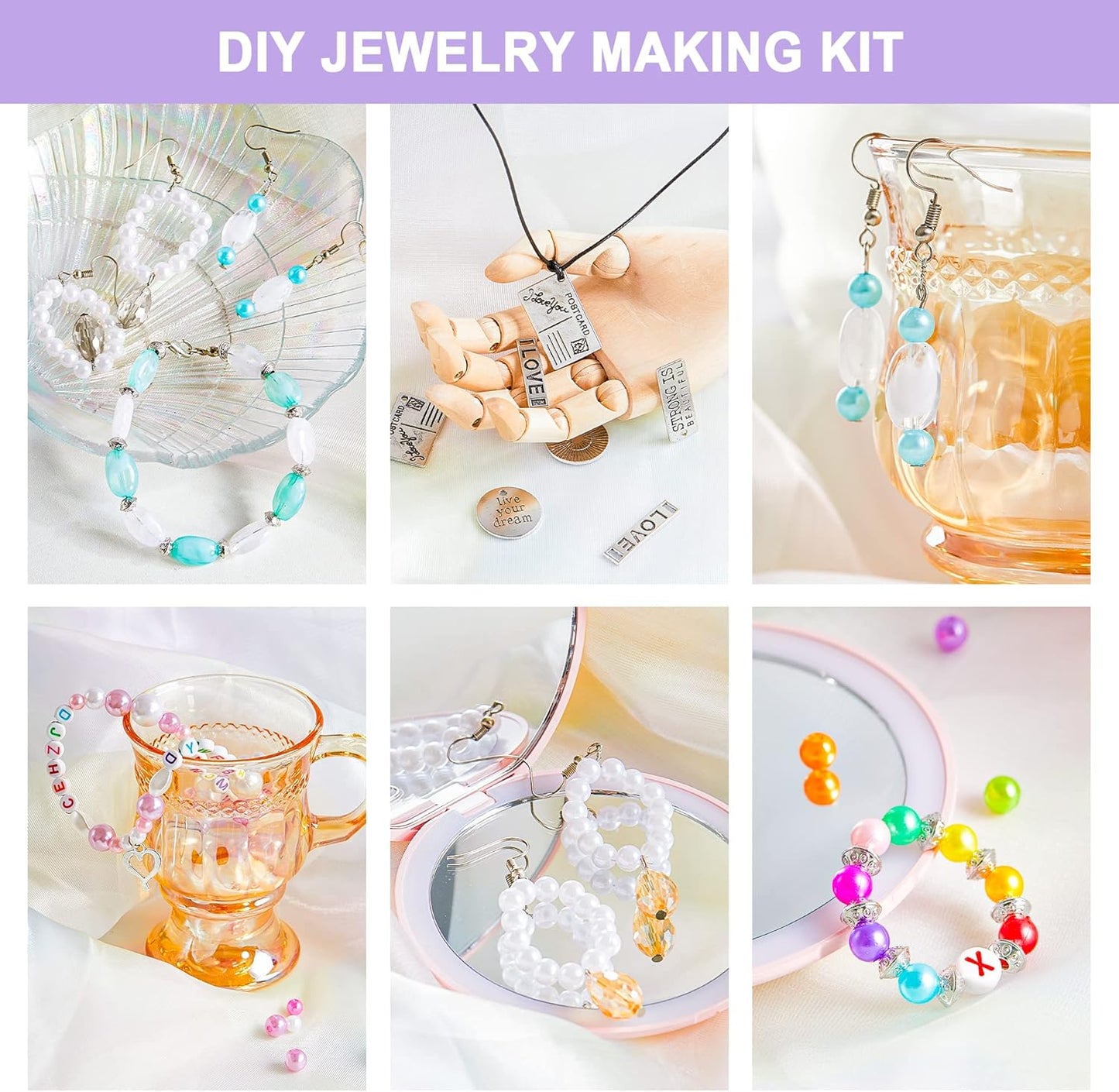 INSCRAFT Jewelry Making Kit, 1960 pcs, Supplies Includes Beads, Instructions, Findings, Wire for Bracelet, Necklace, Earrings Making Kit for Adults by Inscraft