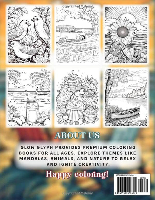 101 CALMNESS: Adult Coloring Book — Relaxing Book to Calm your Mind and Stress Relief — Beautiful Designs of Animals, Landscape, Beach, House, Birds, Flowers, and more