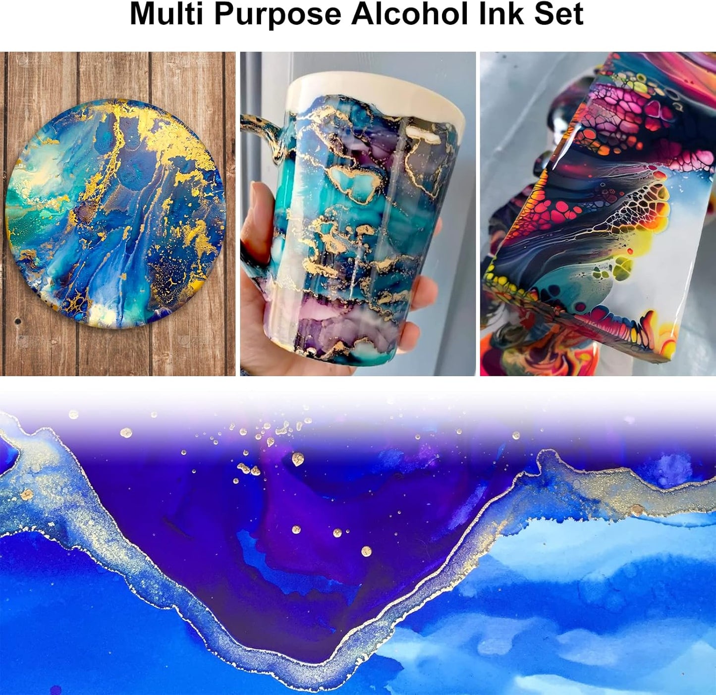 Alcohol Ink Set - 40 Bottles Vivid Colors High Concentration Metallic Alcohol Paint Resin Dye, Safe Fast Drying Effect, Alcohol Ink for Epoxy Resin, Art Painting, Glass, Tumbler Making, 10ml Each