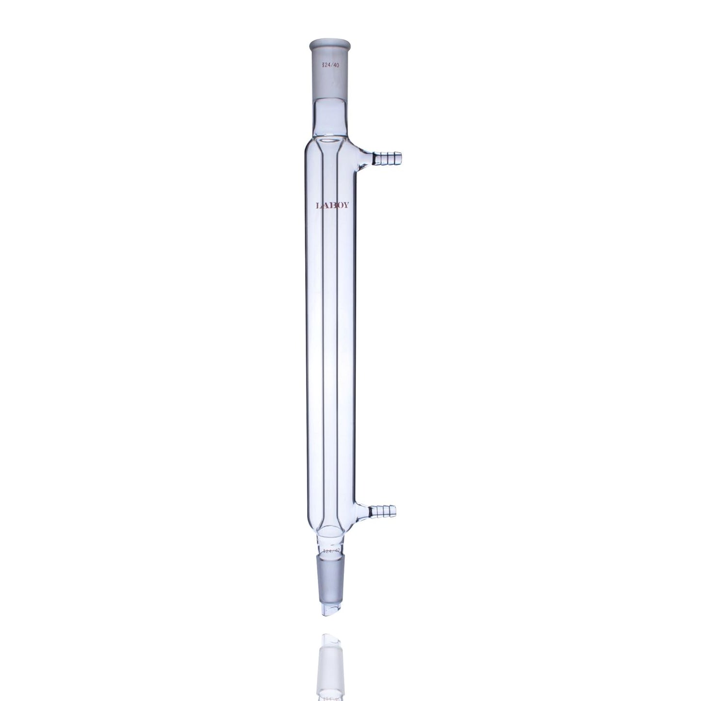 Laboy Glass Liebig Condenser with 24/40 Joints 300mm in Jacket Length Used in Reflux or Aapparatus Chemistry Lab Glassware with 10mm Glass Hose Connections