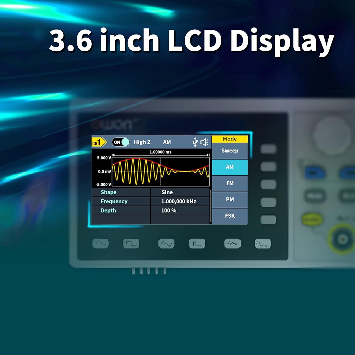 DGE2070 Arbitrary Waveform Generator Dual-Channel 70 MHz Generator 14 Bits Vertical Resolution with 3.6”LCD