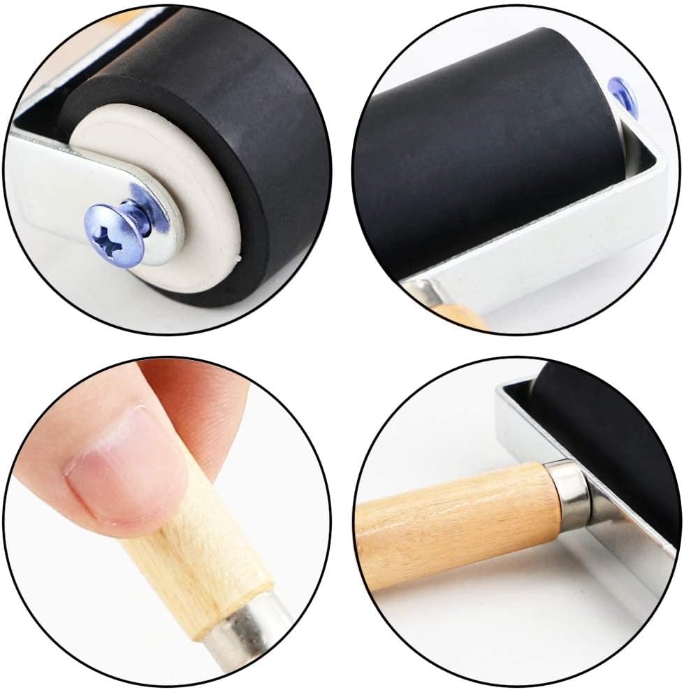 3 Pack Rubber Roller - Brayer Rollers with 3 Size for Crafting Brayer Rollers for Printmaking Brayer Tool Paint Brush Ink Applicator Art Craft Oil Painting Tool (2.4 inch,4 inch,5.9 inch)