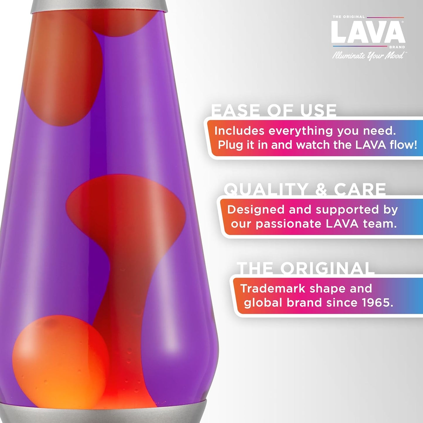 The Original LAVA® Lamp - Large 52oz 16.3" - Vivid Twilight - Classic Liquid Motion Lamp - Orange Lava and Purple Liquid