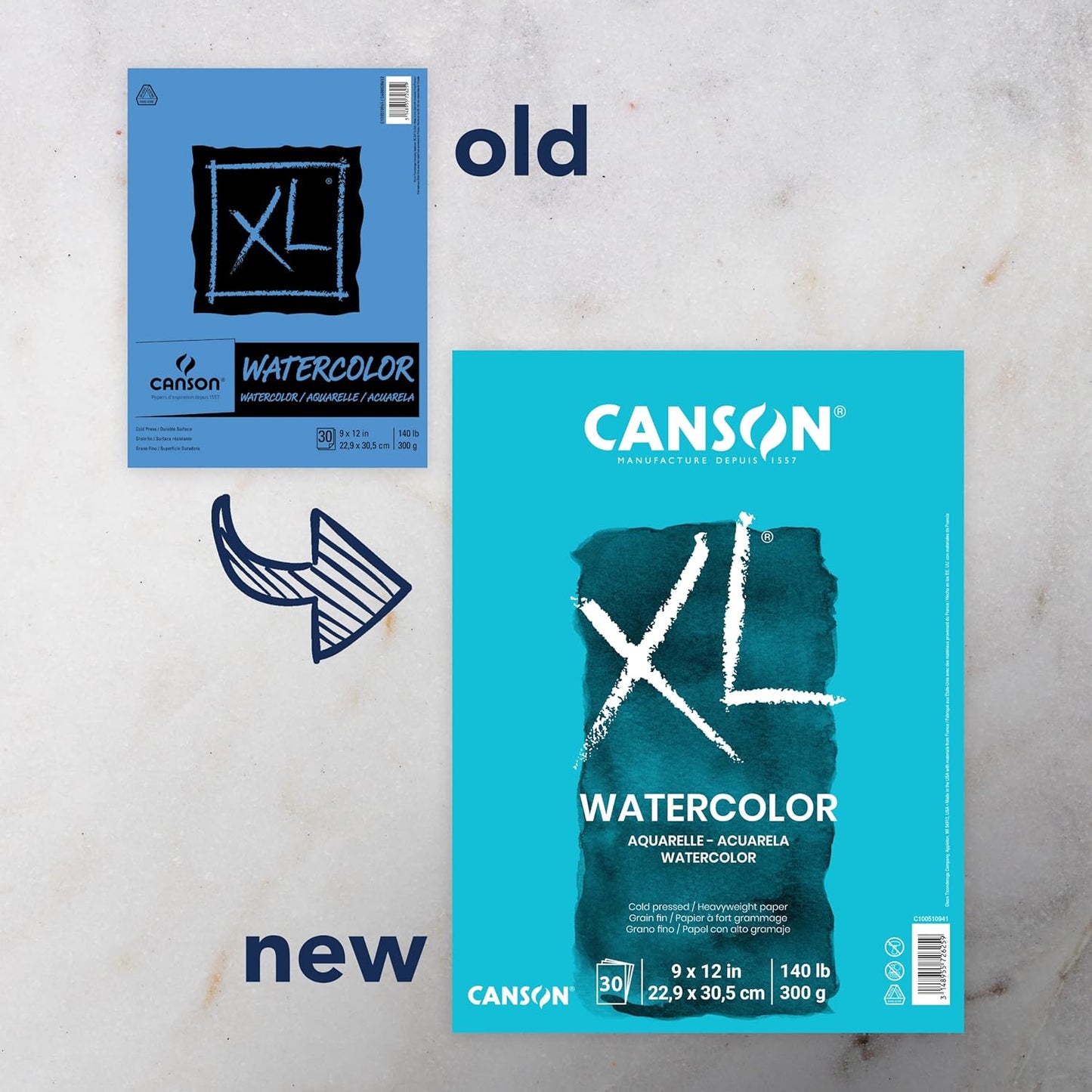 Canson XL Series Watercolor Pad, Heavyweight White Paper, Foldover Binding, 30 Sheets, 9x12 inch