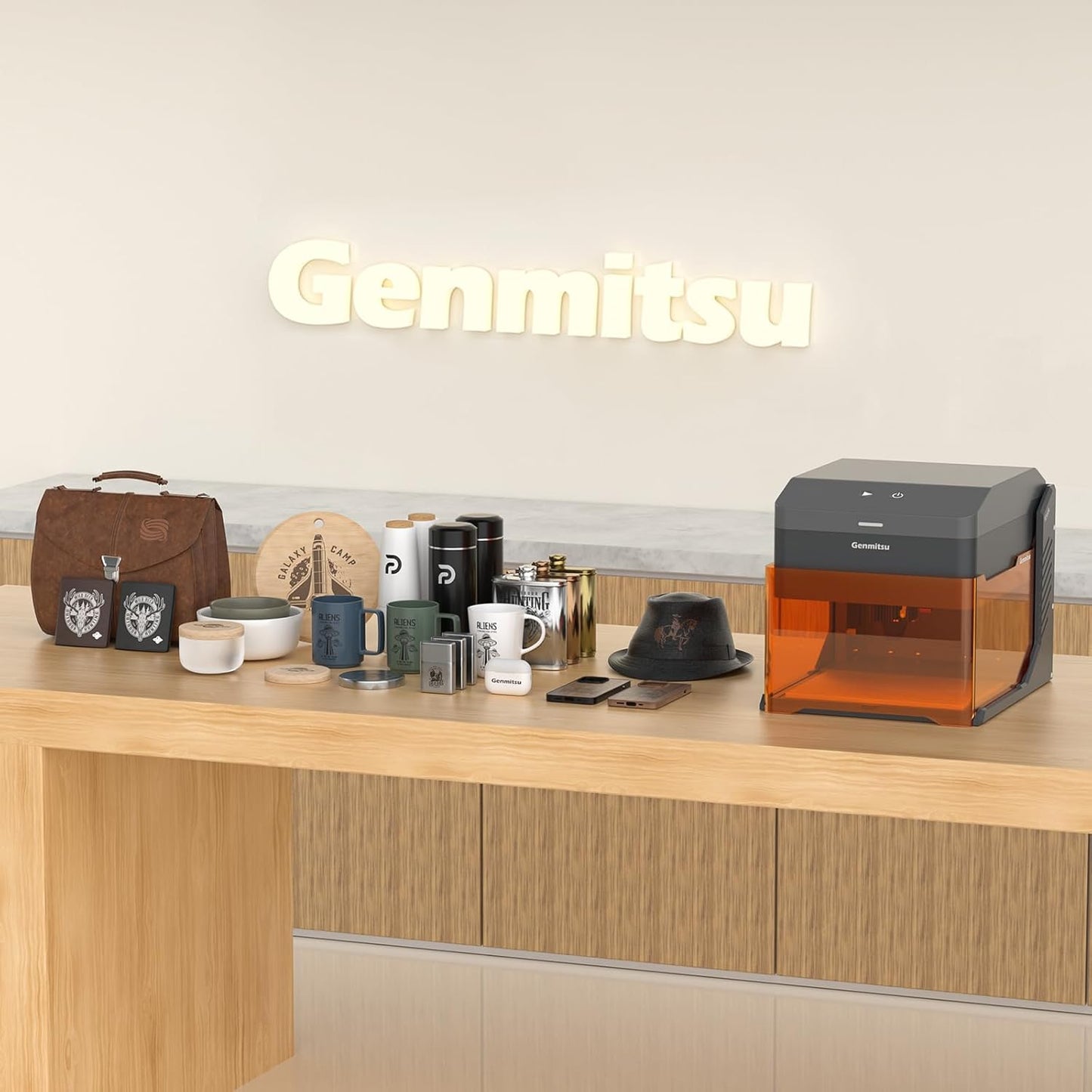 Kiosk 2.5W Laser Engraver, Light Weight & Portable Laser Engraver Machine, Home Laser Cutter with Acrylic Enclosure for DIY Wood/Leather/Metal, 3.9 x 3.9inch Engraving Area, Laser Safety Class 1