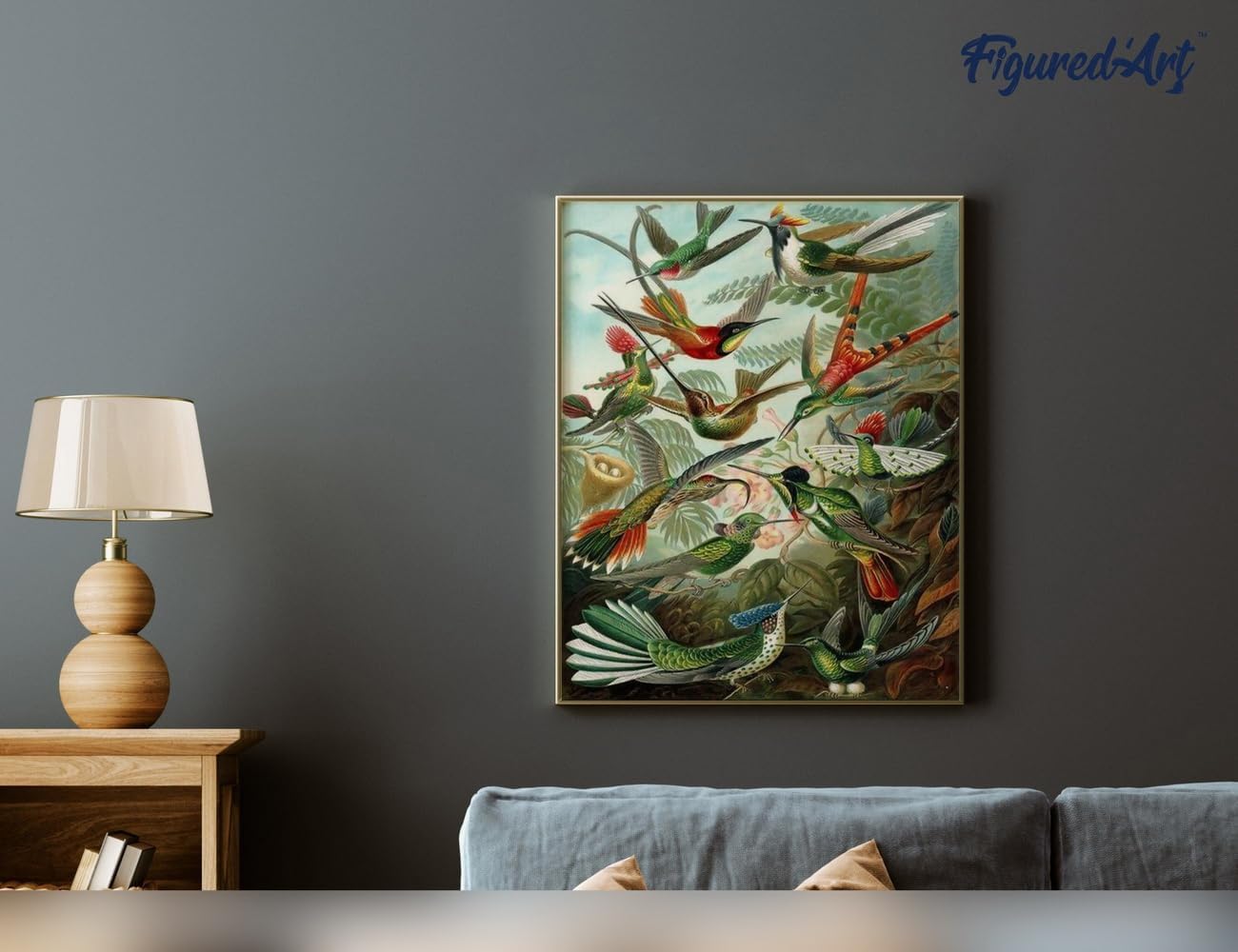 Figured'Art Paint by Numbers for Adults with Frame All The Birds 16"x20" - Craft Art Painting DIY Kit Canvas Already Stretched on a Wooden Frame