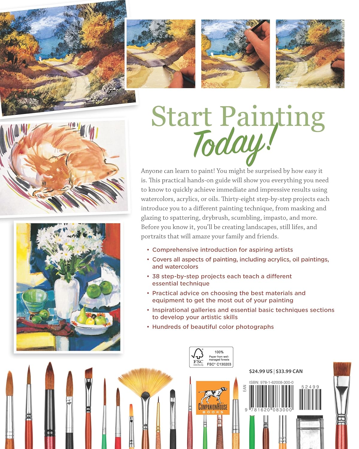 How to Paint: A Complete Beginner's Guide to Watercolors, Acrylics, and Oils (CompanionHouse Books) Get Started in Painting with 38 Step-by-Step Projects & Comprehensive Info on Materials & Techniques