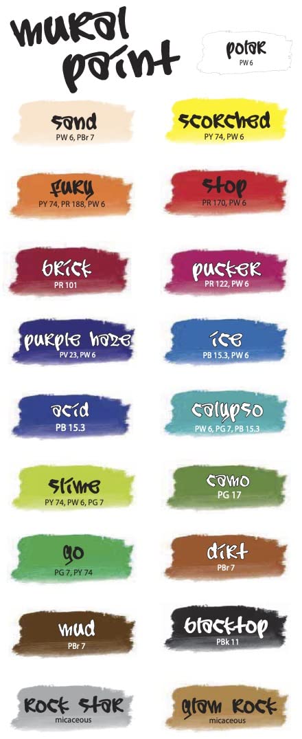 Chroma Mural Paint, Assorted Primary Colors, Pints, Set of 6