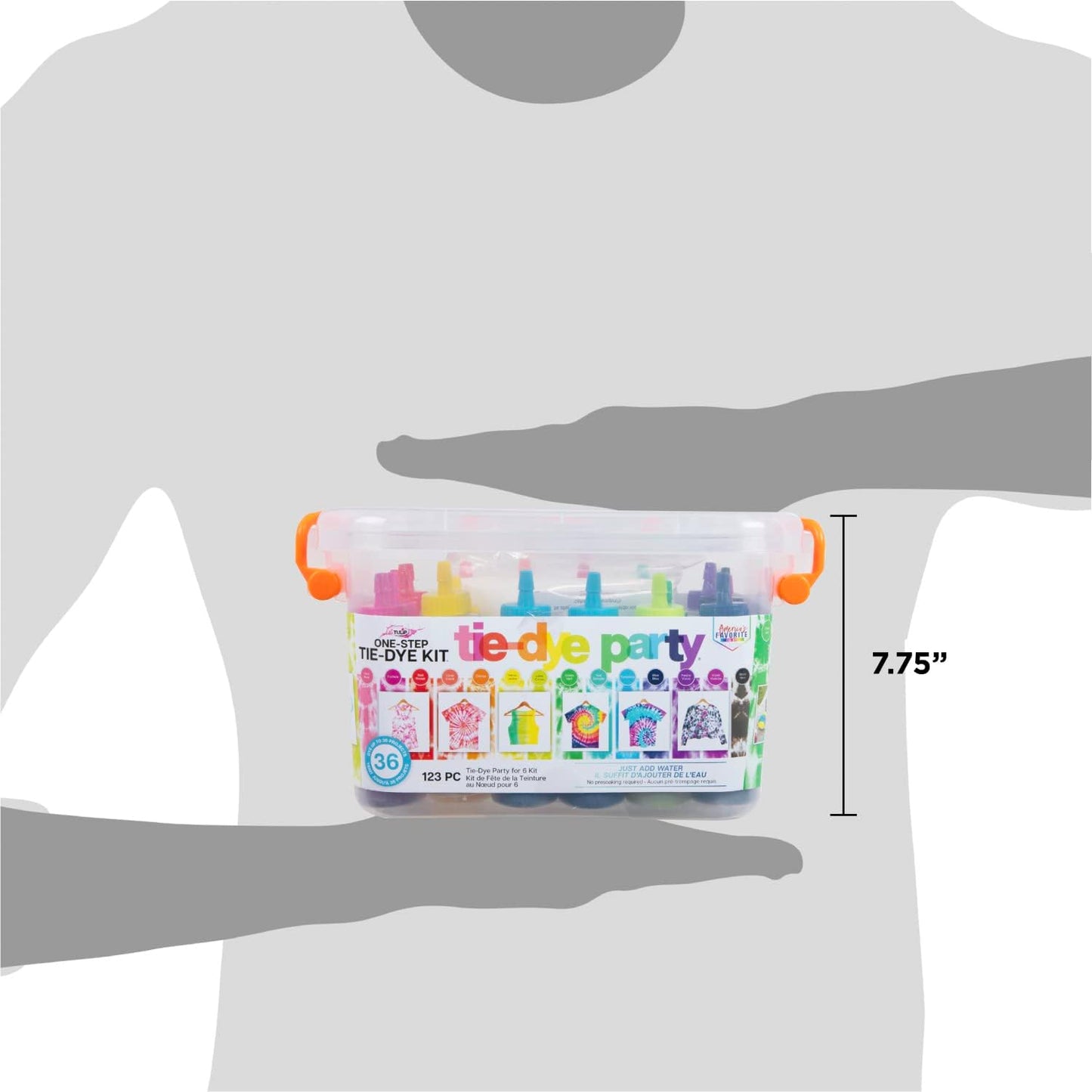 Tulip One-Step Tie-Dye Party, 18 Pre-Filled Bottles, Creative Group Activity, All-in-1 Fashion Design Kit, 1 Pack, Rainbow