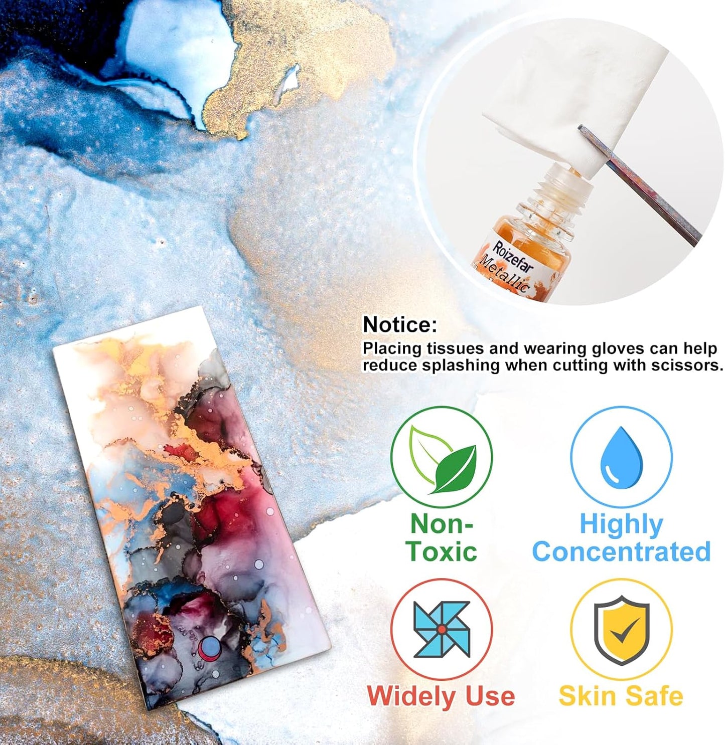 Alcohol Ink Set - 40 Bottles Vivid Colors High Concentration Metallic Alcohol Paint Resin Dye, Safe Fast Drying Effect, Alcohol Ink for Epoxy Resin, Art Painting, Glass, Tumbler Making, 10ml Each