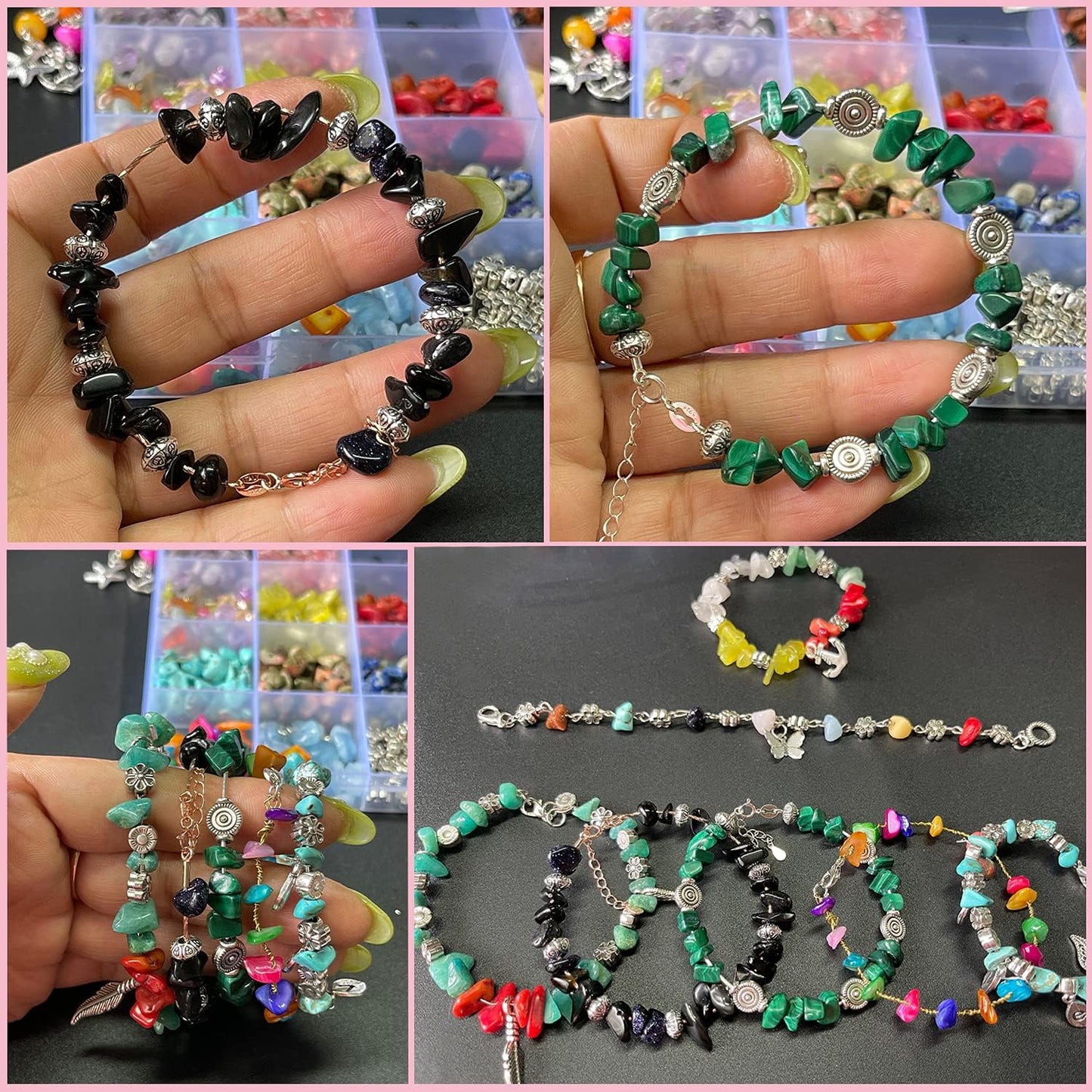 Xmada Jewelry Making Supplies Kit - 1587 PCS Beads, Crystal Beads, Jewelry Pliers, Beading Wire, Earring Hooks, Rings, Bracelets for Girls and Adults