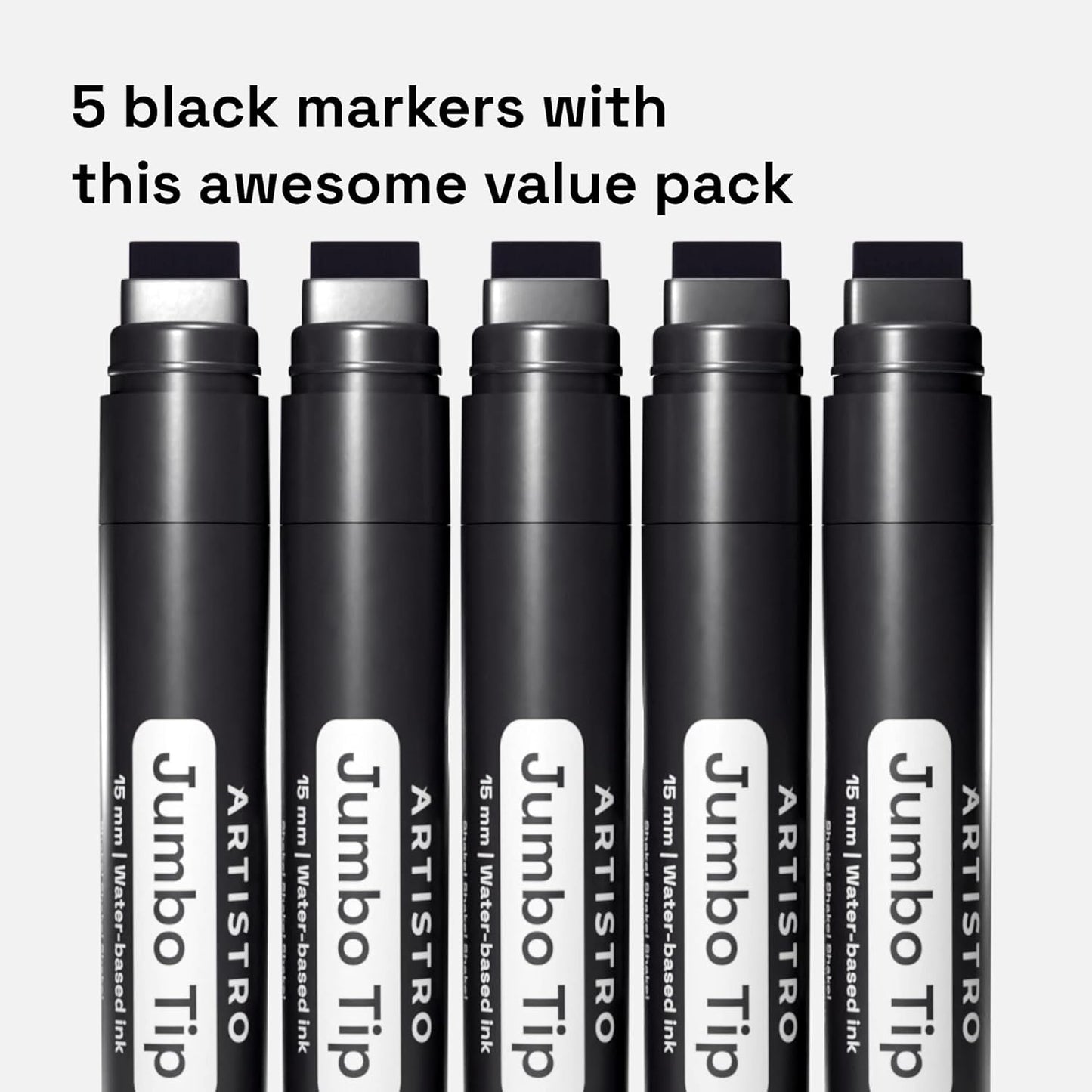 ARTISTRO 5 Black Acrylic Paint Pens, Acrylic Paint Markers Jumbo Tip, Fabric Markers for Textile, Canvas, Rock, Glass, Wood, Paper, DYI, Pens for Kids and Adults