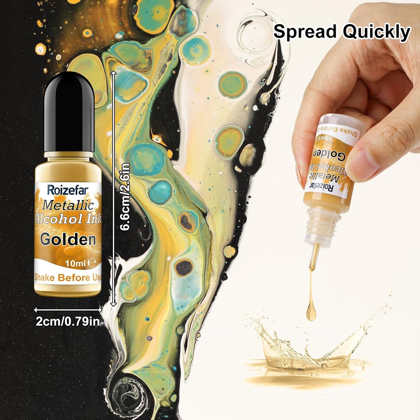 Alcohol Ink Set - 40 Bottles Vivid Colors High Concentration Metallic Alcohol Paint Resin Dye, Safe Fast Drying Effect, Alcohol Ink for Epoxy Resin, Art Painting, Glass, Tumbler Making, 10ml Each