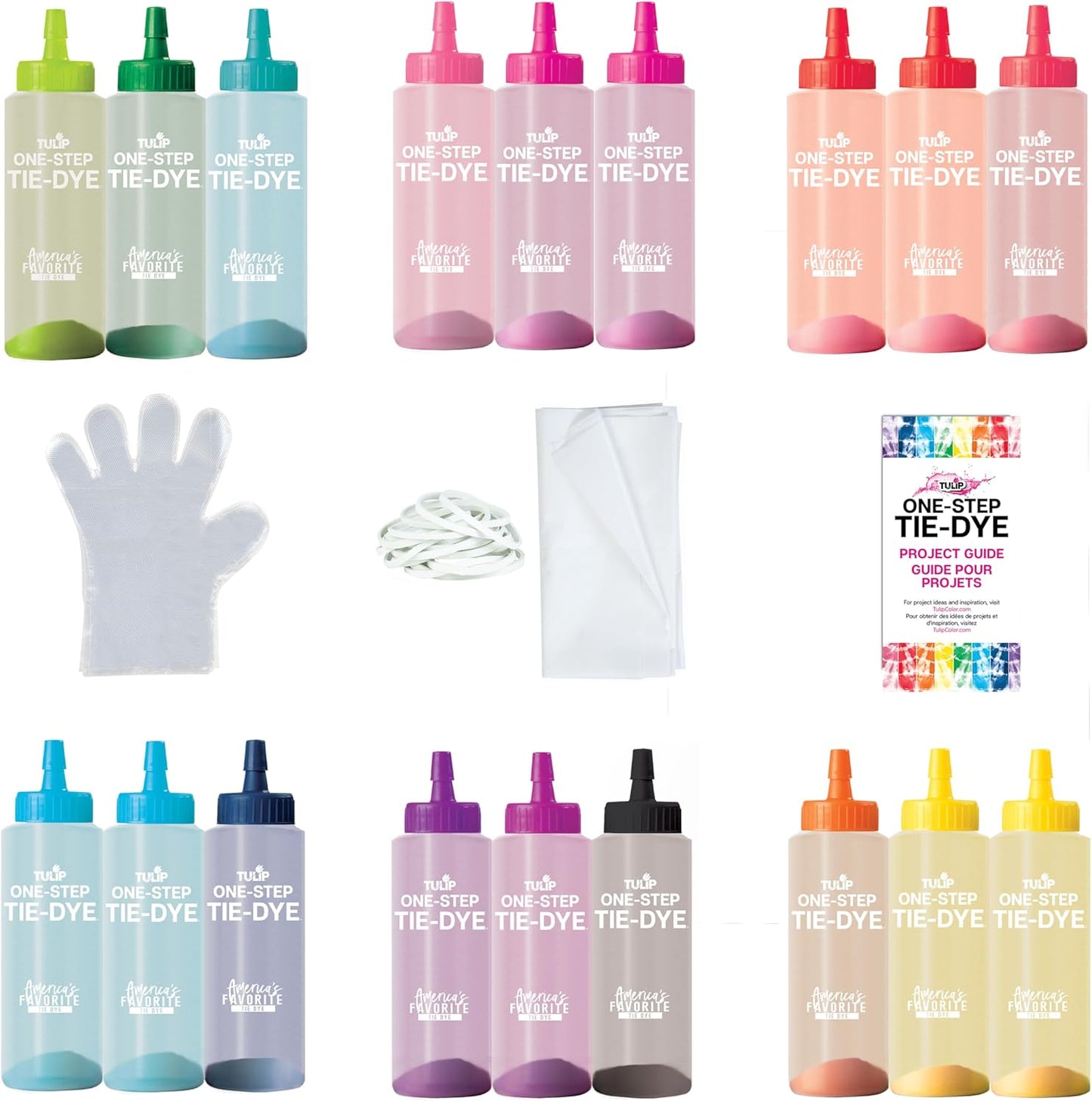 Tulip One-Step Tie-Dye Kit Party Supplies, 18 Bottles Tie Dye, Rainbow, 1 Count (Pack of 1)