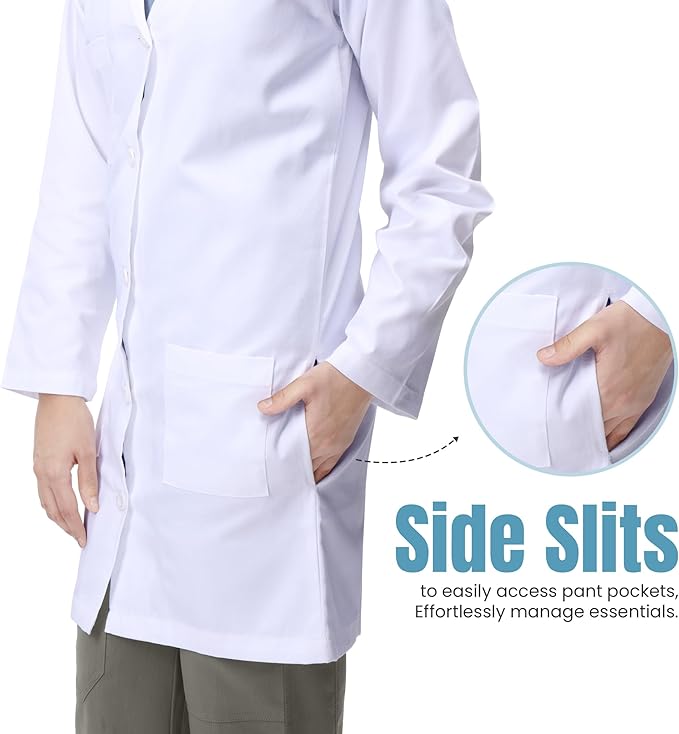 NY Threads Professional Lab Coat for Men Long Sleeve Medical Coat : Size-XL