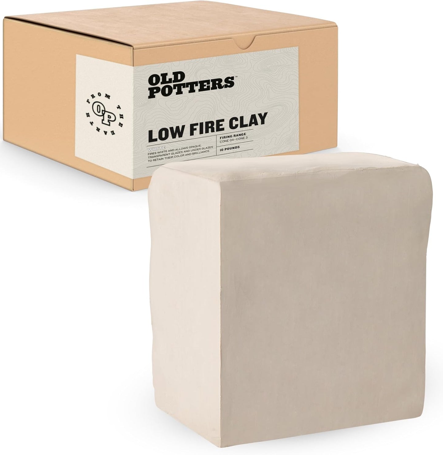 Old Potters Low Fire Pottery Clay White, 10 lbs (Cones 06-04) Made in USA Modeling Clay for Wheel Throwing and Hand Building, Pottery and Sculpting, Beginners, and Advanced