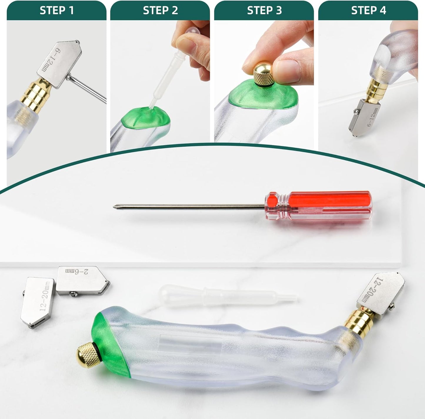 10Pcs Heavy Duty Glass Running Breaking Pliers and Class Cutters Tools Kit, Breaker Grozer Pliers with Curved Jaws,Glass Cutters for Stained Glass, Mosaics, Fusing, Breaking
