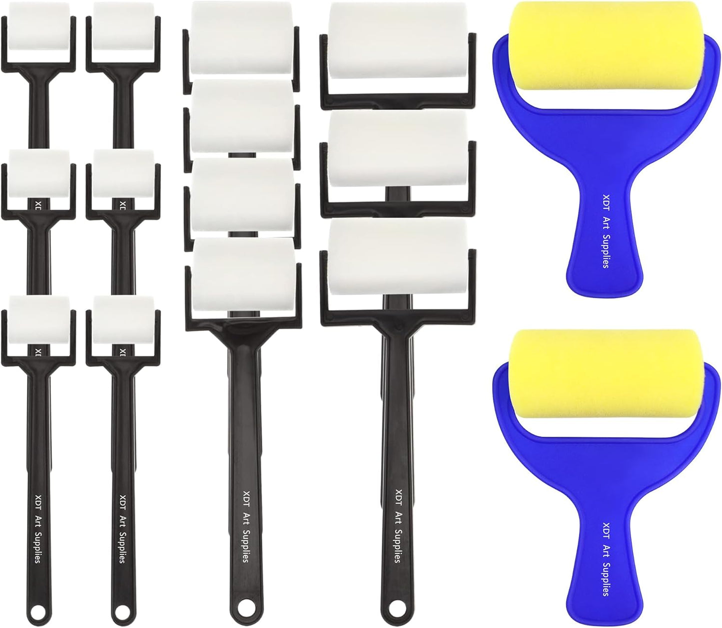 Roller Painting Sponge 15 Piece Set 1''x6 1.5''x4 2.5''x3 3''x2, Foam Roller for Painting Art & Craft, Soft & Disposable & Washable