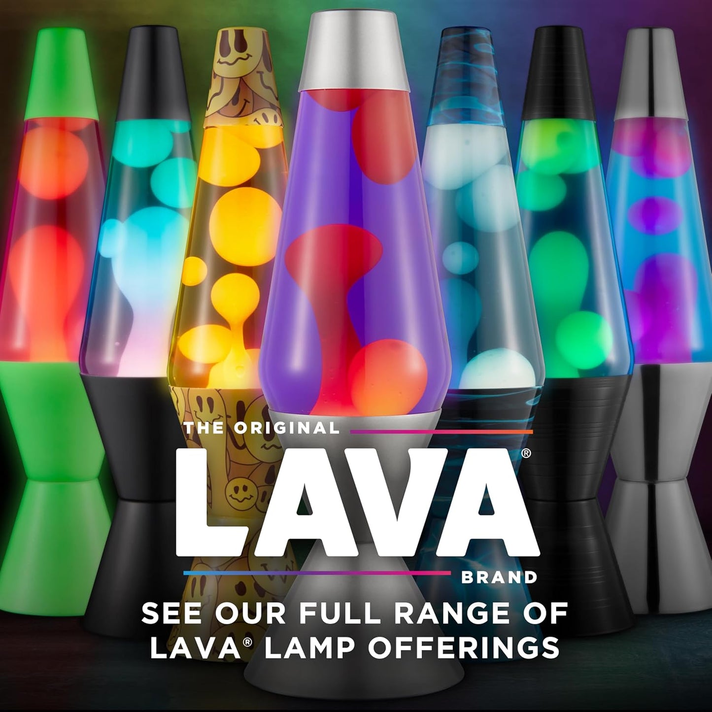 The Original LAVA® Lamp - Large 52oz 16.3" - Vivid Twilight - Classic Liquid Motion Lamp - Orange Lava and Purple Liquid