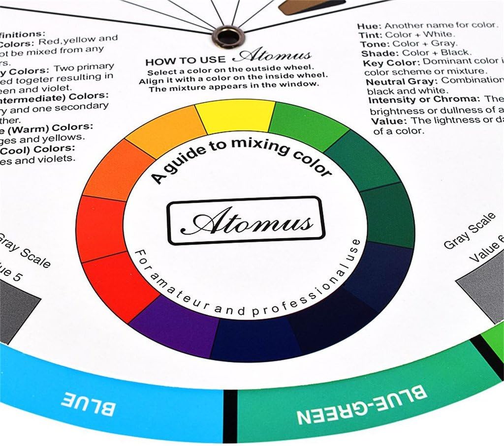 JimKing Creative Color Wheel, Paint Mixing Learning Guide, Art Class Teaching Tool for Makeup Painting Tattoo,Blending Board Chart Color Mixed Guide Hardboard(9.25inch)