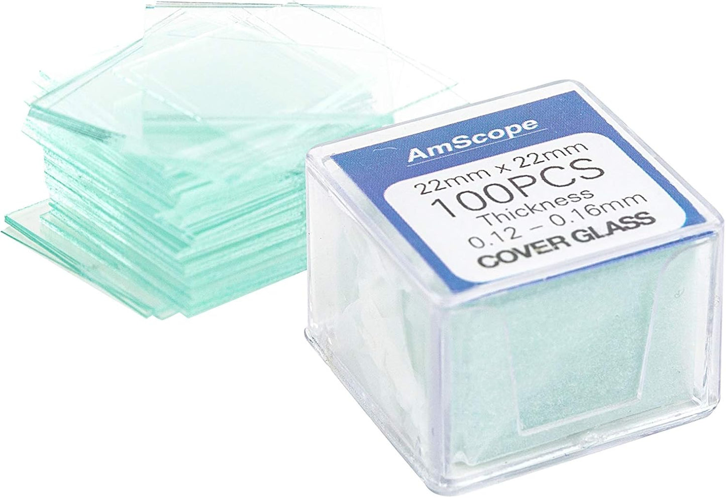 AmScope BS-50P-100S-22 Pre-Cleaned Blank Ground Edge Glass Microscope Slides and 100pc Pre-Cleaned Square Glass Cover Slips Coverslips