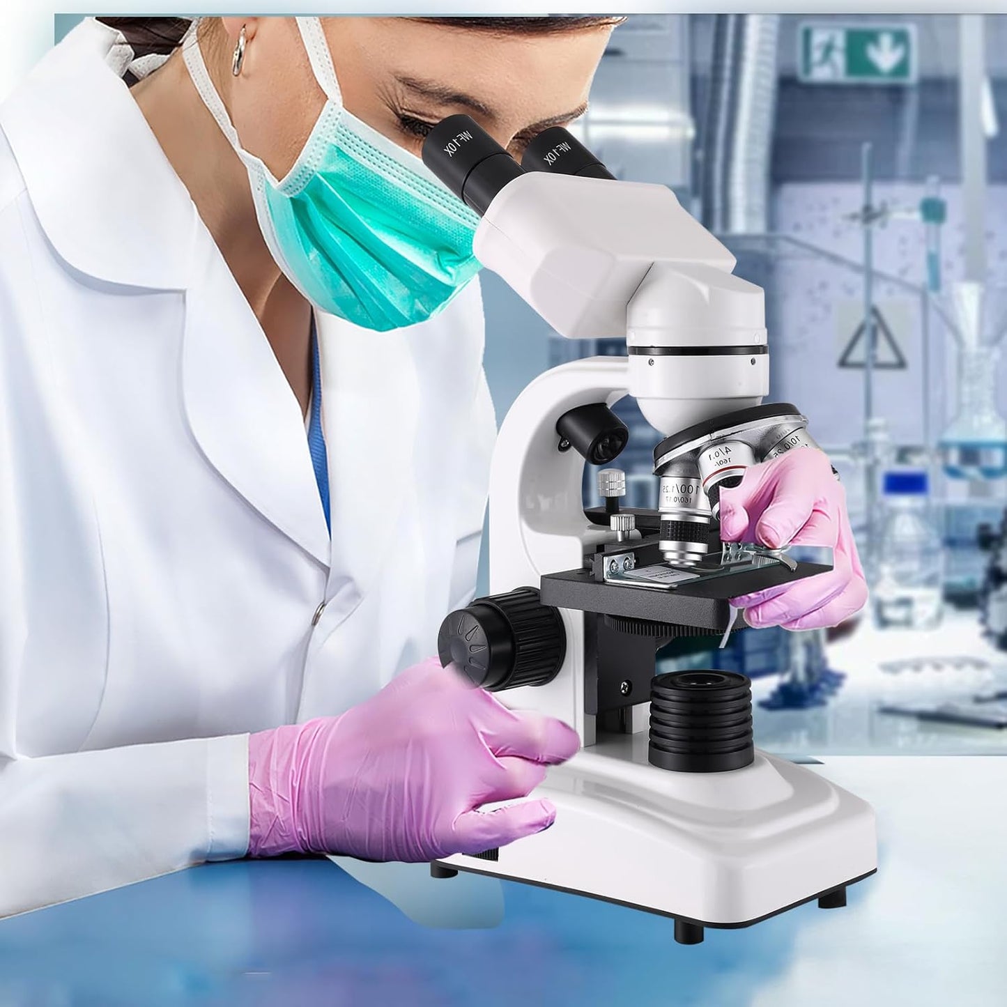 Compound Microscope,40X-2500X Research Class Professional Microscope,WF10x and WF25x eyepieces, Dual LED Lighting and Two-Layer Mechanical Stage,Microscope for Adults