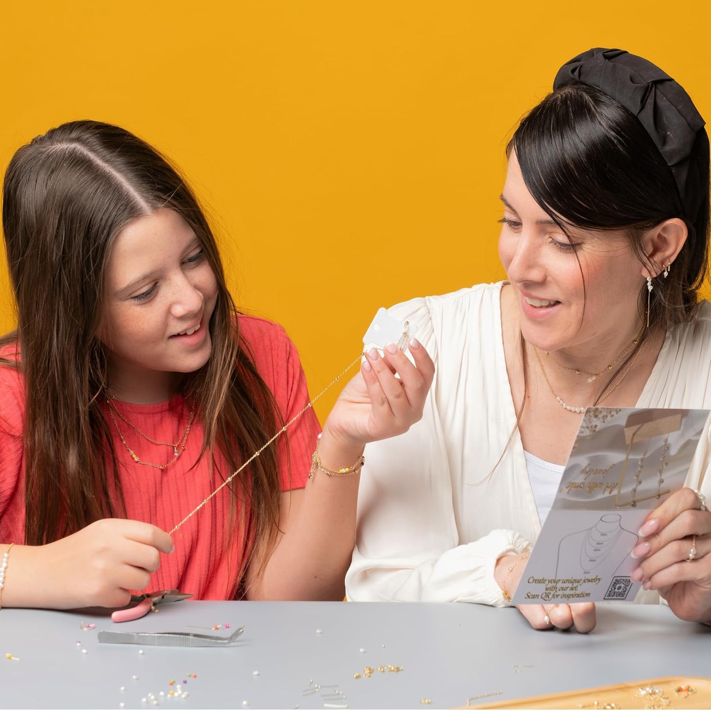 Jewelry Making Kit for Adults & Teens - Girls' DIY Bracelet Making Kit, Friendship Bracelet Kit w/Beads, Chains, Tools with 14K Gold & Silver-Plated Accessories for Necklaces & Earrings (Gold)