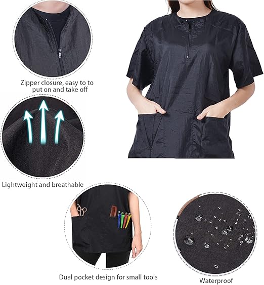 Gliitatu Dog Grooming Smock Barber Jackets for Women Men Professional Pet Groomer Smock Cosmetologist Barber Smock : Size Medium