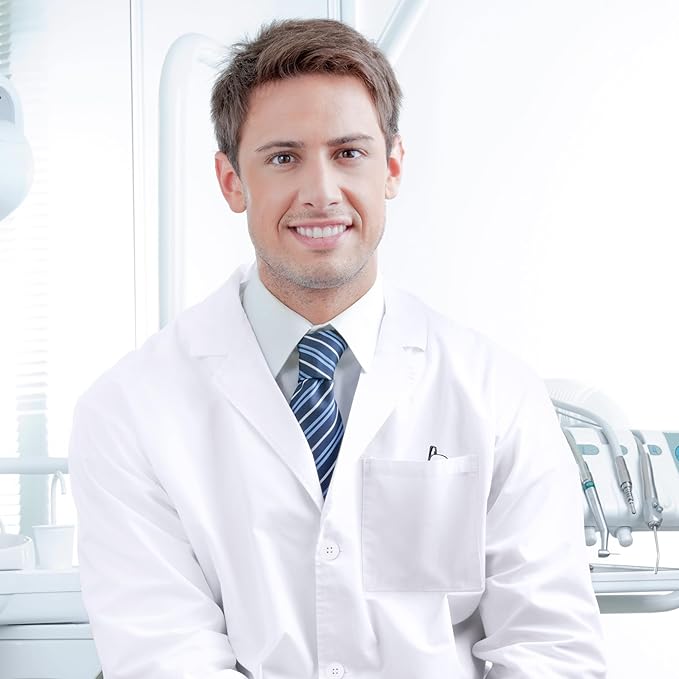 NY Threads Professional Lab Coat for Men Long Sleeve Medical Coat : Size-SMALL